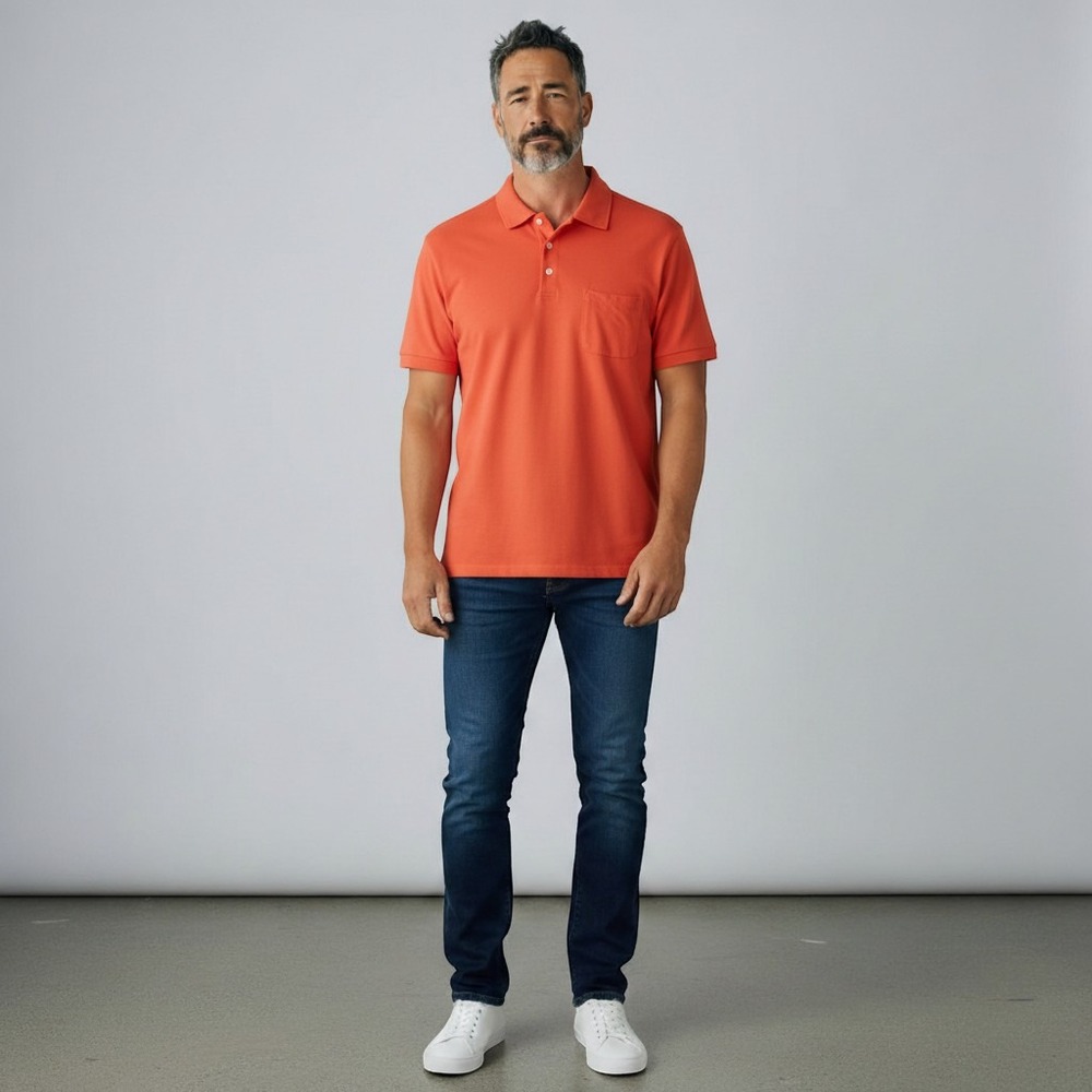 J McLaughlin Mens XL Polo Shirt Short Sleeve Coral Orange Cotton Modal Blend